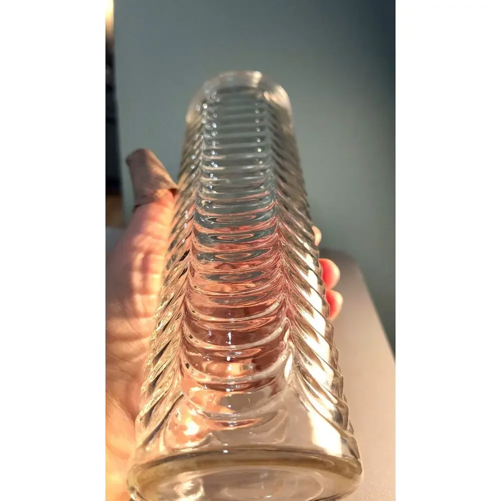 777. Cylindrical Glass Vase Scalloped Rim Swag Curtain Design